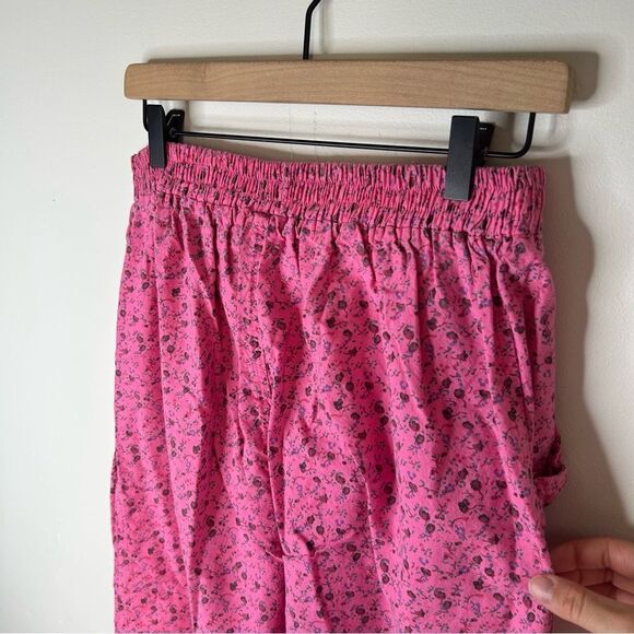 Pink Casual Capri Pants with Floral Print size Large Cotton - Picture 6 of 10